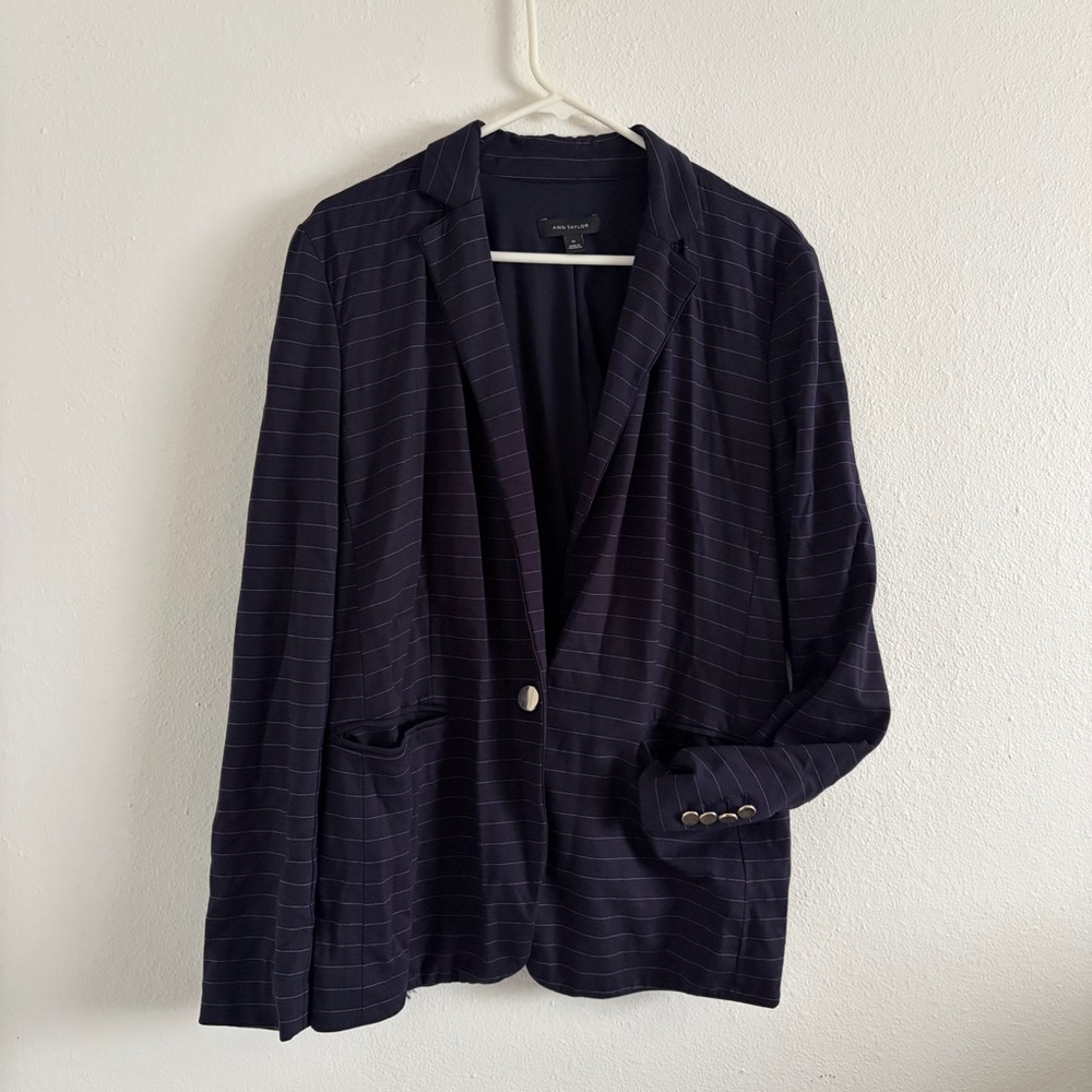Ann Taylor Dark Blue Pinstripe Jacket